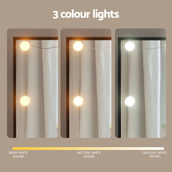 Artiss Dressing Table Vanity Desk Set Stool 10 Led Bulbs Black Dressing Tables