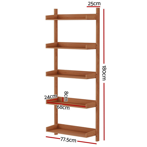 Artiss Bookshelf Floating Shelf Capiz Oak Bookshelves
