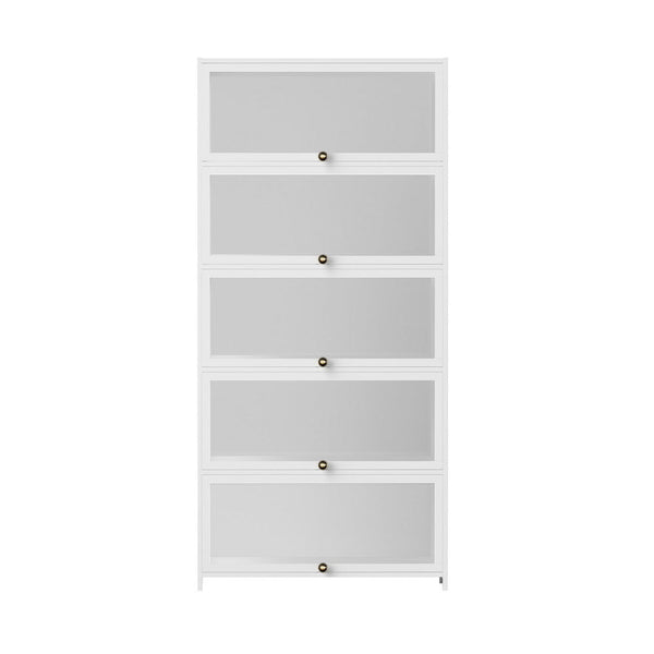 Artiss 5 Tier Display Cabinet Storage Bookshelf Clear Shelf White Bookshelves