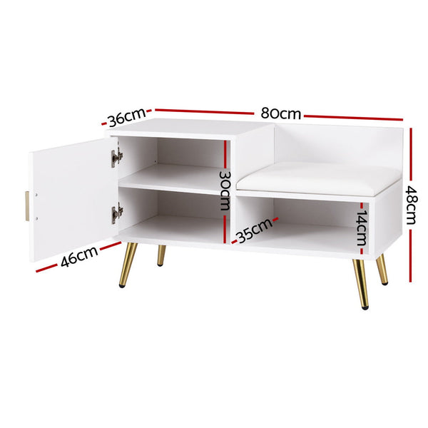 Artiss Shoe Rack Cabinet Bench 6 Pairs White Shoe Racks