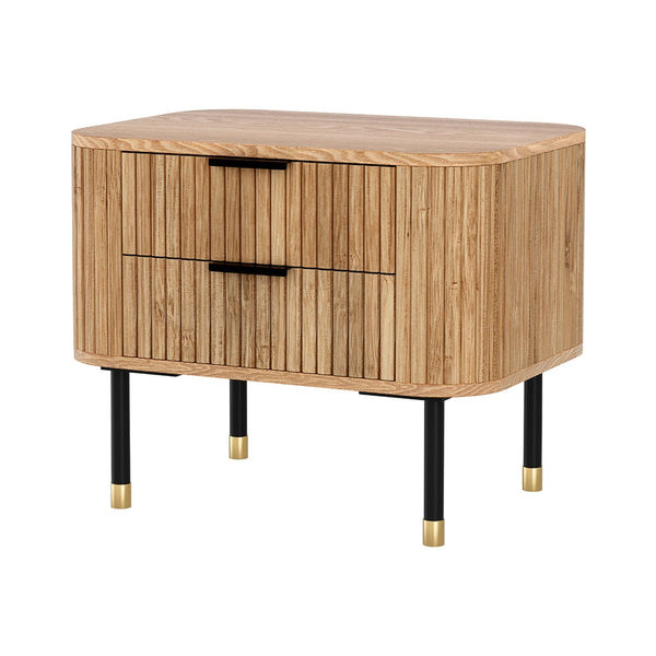 Artiss Bedside Table 2 Drawers Paulownia Wood Pine Bedside Tables