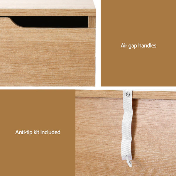 Artiss Bedside Table 2 Drawers Nightstand Pine Bedside Tables