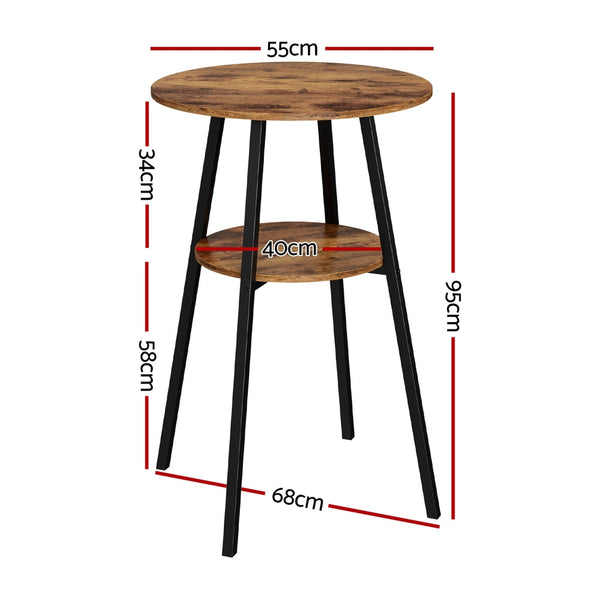 Artiss Industrial Bar Table With 2 Tier Organizer Weather Resistant Mdf Top Steel Frame Bar Tables