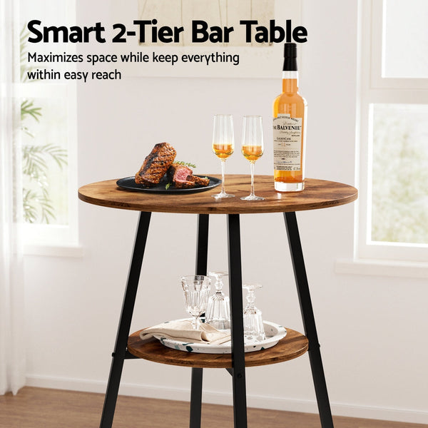 Artiss Industrial Bar Table With 2 Tier Organizer Weather Resistant Mdf Top Steel Frame Bar Tables