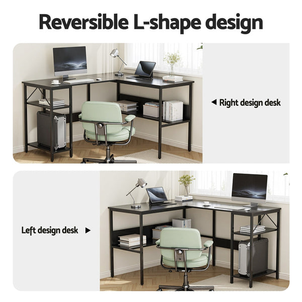 Artiss Computer Desk L Shape Home Office Study Table Desks Open Shelf Black Home Office Desks