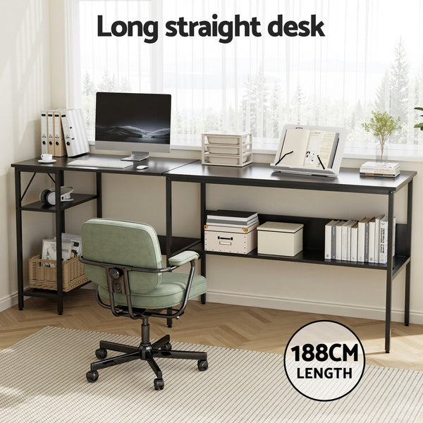 Artiss Computer Desk L Shape Home Office Study Table Desks Open Shelf Black Home Office Desks