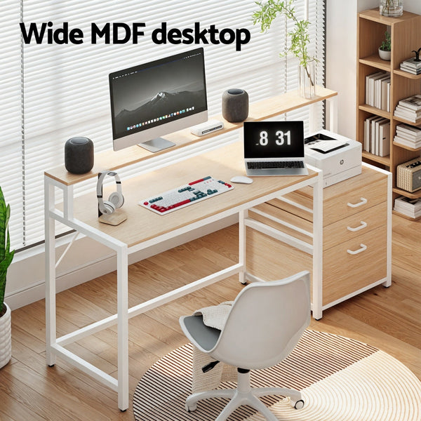 Artiss Computer Desk Home Office Study Table Desks W/Drawers Open Shelf Oak 160Cm Home Office Desks