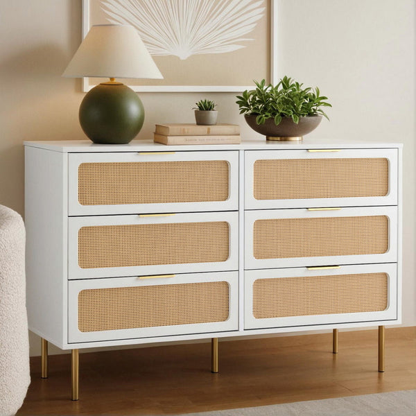 Artiss Chest Of 6 Drawers Lowboy Cabinet White Dressers & Chests Of Drawers