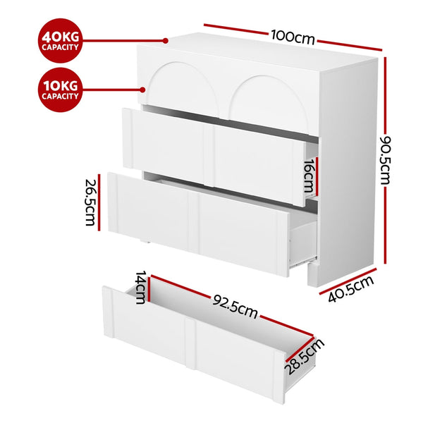 Artiss 3 Chest Of Drawers Lowboy Dresser Cabinet White Dressers & Chests Of Drawers