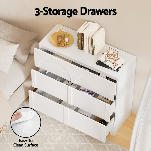 Artiss 3 Chest Of Drawers Lowboy Dresser Cabinet White Dressers & Chests Of Drawers