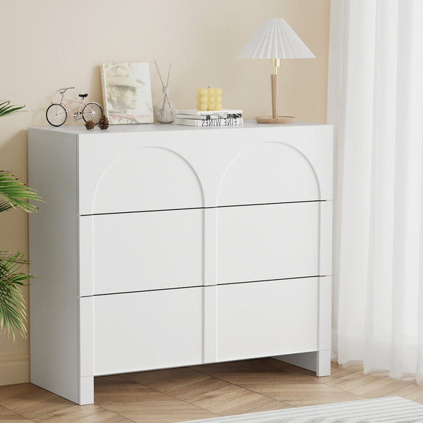 Artiss 3 Chest Of Drawers Lowboy Dresser Cabinet White Dressers & Chests Of Drawers