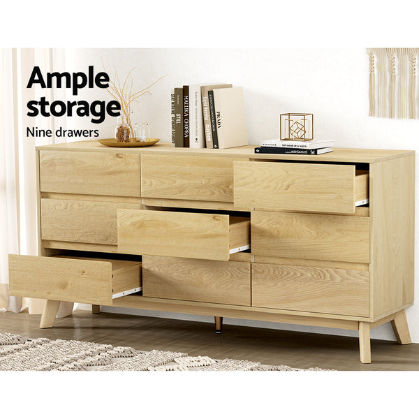 Artiss 9 Chest Of Drawers Tallboy Cabinet Xavi Pine Bathroom Cabinets