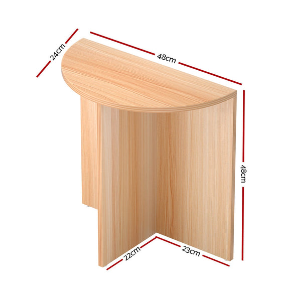 Artiss Coffee Table Semi Circle 48Cm Pine Elva Coffee Tables