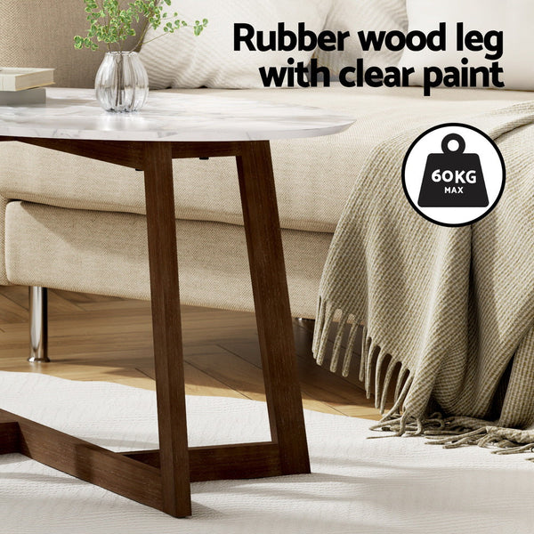 Artiss Coffee Table Oval Marble Effect Coffee Tables