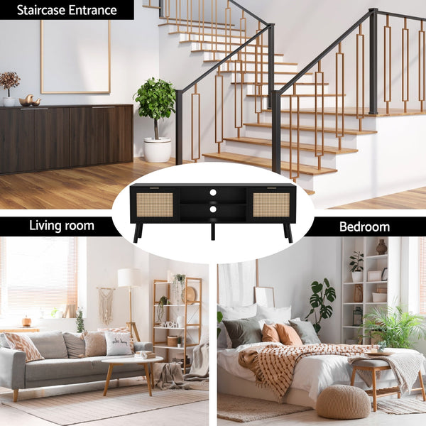 Artiss Tv Unit 150Cm Storage Cabinet Black Tv Stands & Mounts