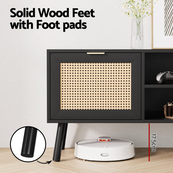 Artiss Tv Unit 150Cm Storage Cabinet Black Tv Stands & Mounts