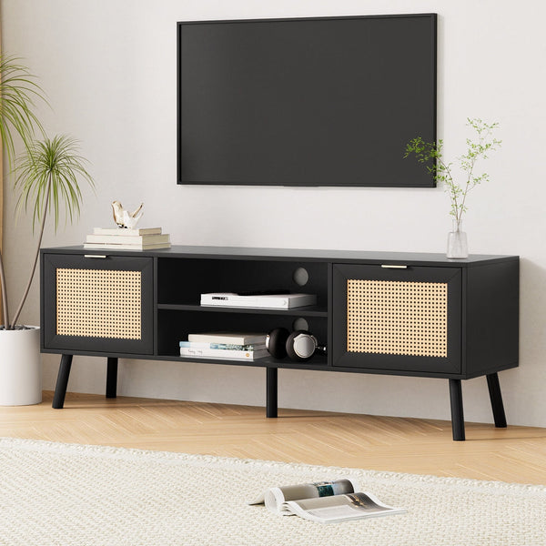 Artiss Tv Unit 150Cm Storage Cabinet Black Tv Stands & Mounts