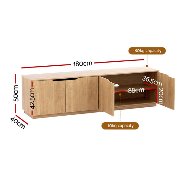 Tv Unit Entertainment Storage Cabinet 180Cm (Pine) Tv Stands & Entertainment Units