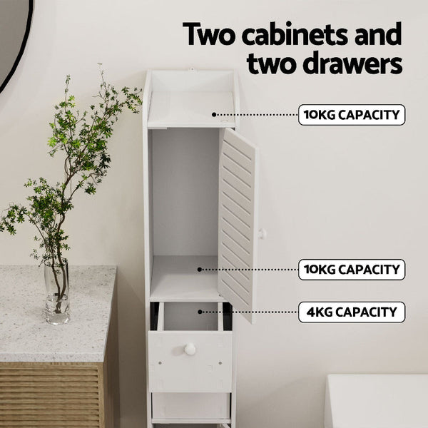 Artiss 2X Bathroom Storage Cabinet Laundry Tallboy Cupboard White Bathroom Cabinets