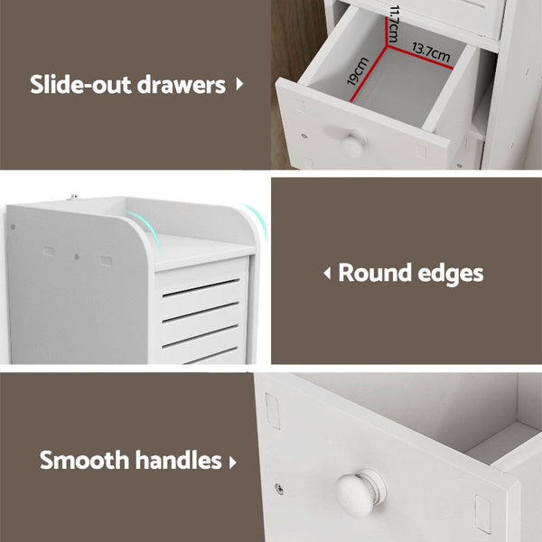 Artiss 2X Bathroom Storage Cabinet Laundry Tallboy Cupboard White Bathroom Cabinets