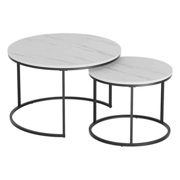 Artiss Nesting Coffee Table Set Of 2 Marble Effect Coffee Tables