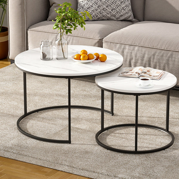 Artiss Nesting Coffee Table Set Of 2 Marble Effect Coffee Tables