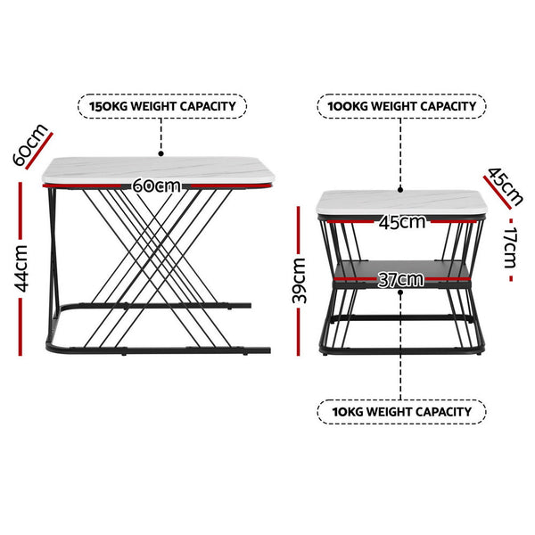 Artiss Nesting Coffee Table Set Of 2 Marble Effect Coffee Tables