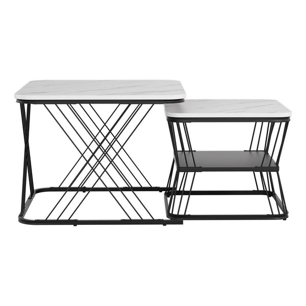 Artiss Nesting Coffee Table Set Of 2 Marble Effect Coffee Tables