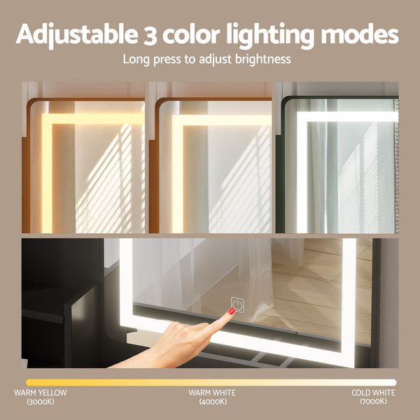 Artiss Dressing Table Set Stool Led Black Dressing Tables