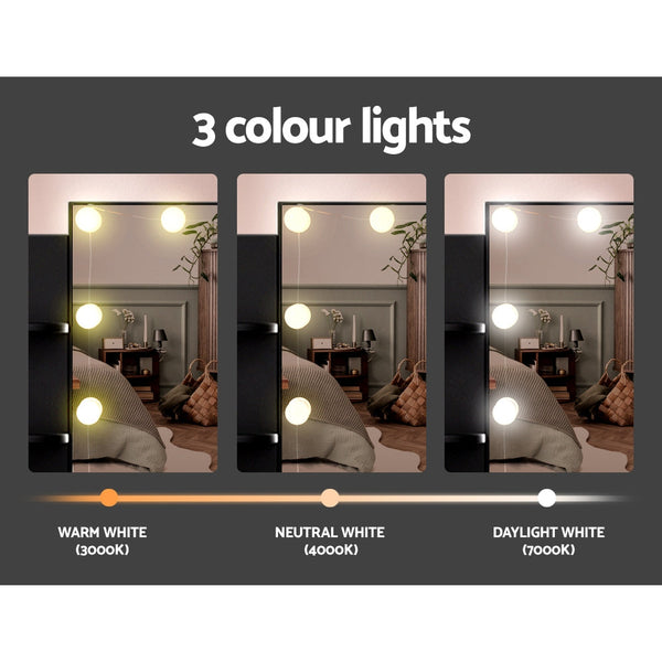 Artiss Dressing Table Set Stool 10 Led Bulbs Black Dulcea Dressing Tables