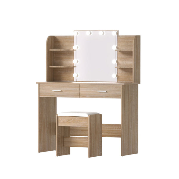 Artiss Dressing Table Set Stool 10 Led Bulbs Wood Dressing Tables