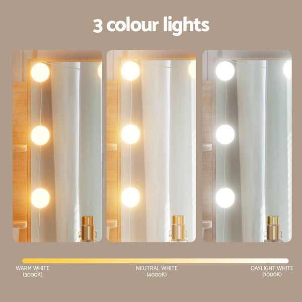 Artiss Dressing Table Set Stool 10 Led Bulbs Wood Dressing Tables