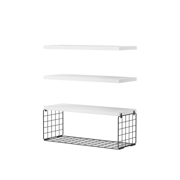 Artiss Floating Wall Shelf Set Of 3 White Hanging Shelves