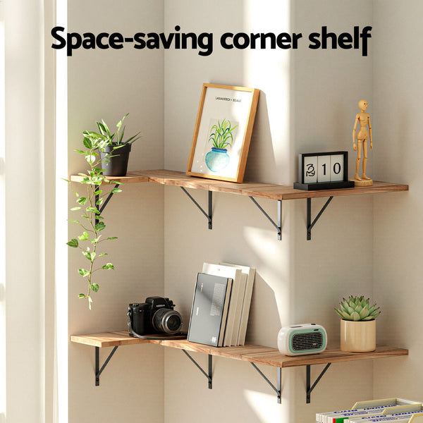 Artiss Floating Wall Shelf Corner Shelves Set Of 4 Wood Hanging Shelves