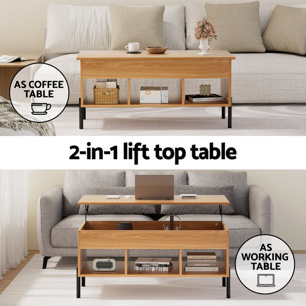 Artiss Coffee Table Lift Top Oak Coffee Tables