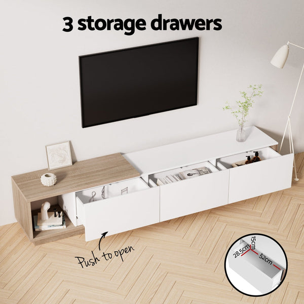 Artiss Tv Cabinet Entertainment Unit Stand Extendable White Oak Tv Stands & Entertainment Units