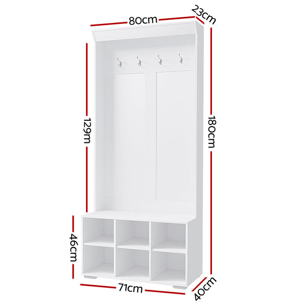 Artiss Shoe Cabinet Storage Rack Bench Hall Tree Coat White 180Cm Shoe Cabinets