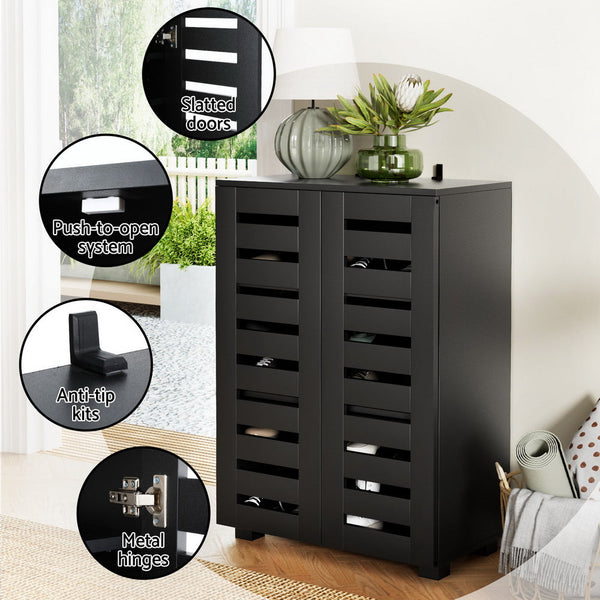 Artiss Shoe Rack Storage Cabinet 20 Pairs 5 Tier Black Alster Shoe Racks