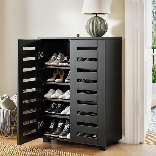 Artiss Shoe Rack Storage Cabinet 20 Pairs 5 Tier Black Alster Shoe Racks
