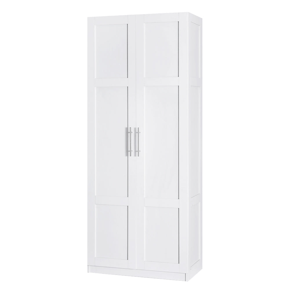 Artiss 2 Door Clothes Wardrobe Cupboard White Wardrobes