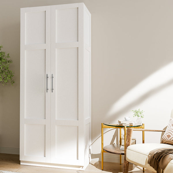 Artiss 2 Door Clothes Wardrobe Cupboard White Wardrobes
