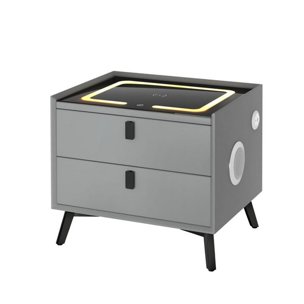 Artiss Smart Bedside Table With Wireless Charging Aika Grey Bedside Tables