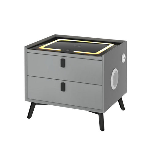 Artiss Smart Bedside Table With Wireless Charging Aika Grey Bedside Tables