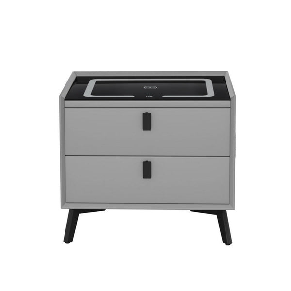 Artiss Smart Bedside Table With Wireless Charging Aika Grey Bedside Tables