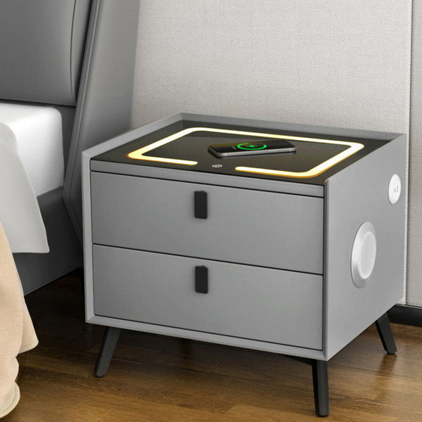 Artiss Smart Bedside Table With Wireless Charging Aika Grey Bedside Tables