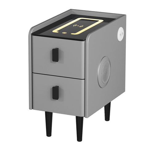 Artiss Smart Bedside Table 2 Drawers With Wireless Charging Ports Led Grey Aida Bedside Tables