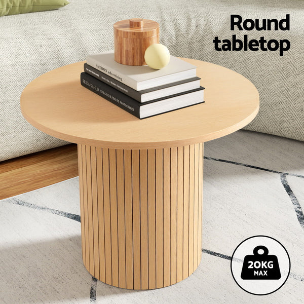 Artiss Coffee Table Round Fluted Coffee Tables