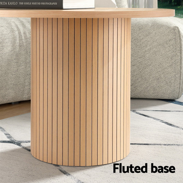 Artiss Coffee Table Round Fluted Coffee Tables