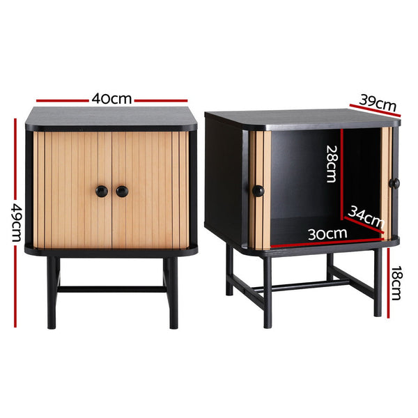 Artiss Bedside Table With Sliding Doors Boris Bedside Tables