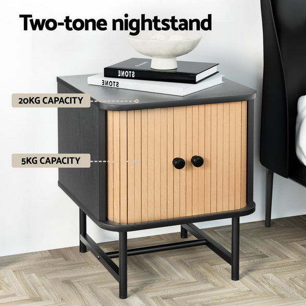 Artiss Bedside Table With Sliding Doors Boris Bedside Tables